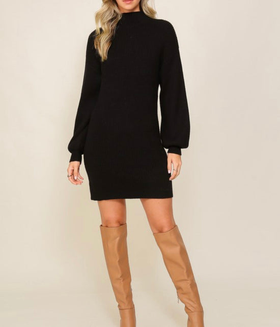 Black Long Sleeve Sweater Dress