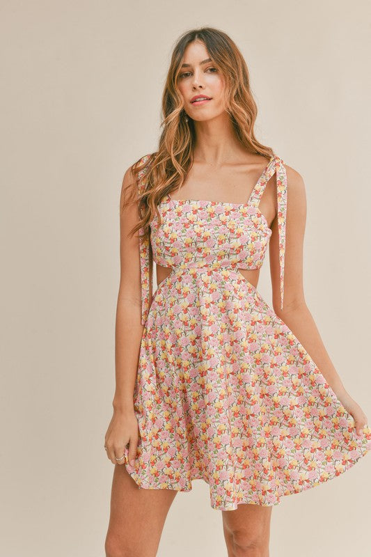 The Tell Floral Cut Out Mini Dress