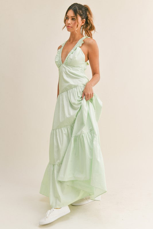 Maryam Ruffle Shoulder Detailed Maxi Dress