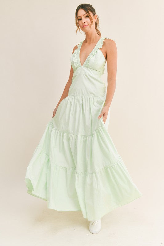 Maryam Ruffle Shoulder Detailed Maxi Dress