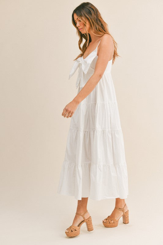 Marry Me Maly Bow Tied Tiered Midi Dress