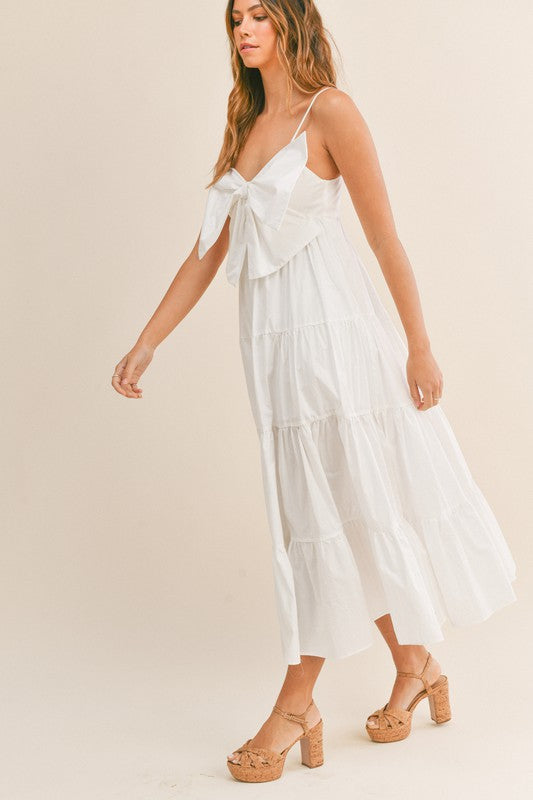 Marry Me Maly Bow Tied Tiered Midi Dress