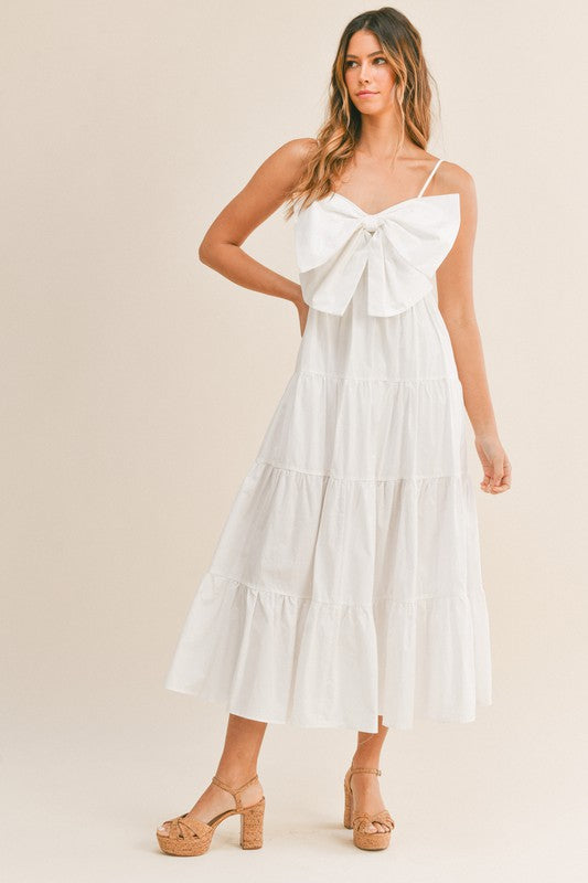 Marry Me Maly Bow Tied Tiered Midi Dress