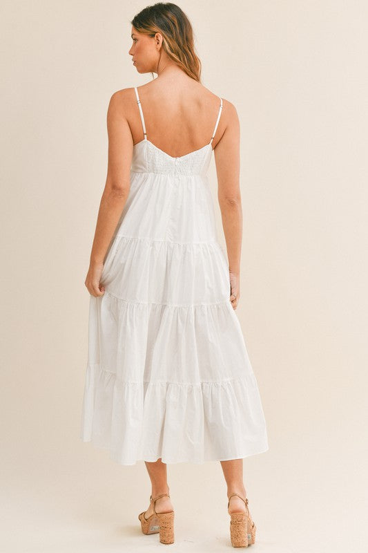 Marry Me Maly Bow Tied Tiered Midi Dress