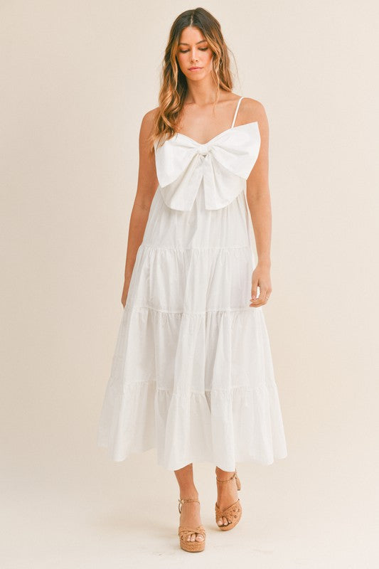 Marry Me Maly Bow Tied Tiered Midi Dress