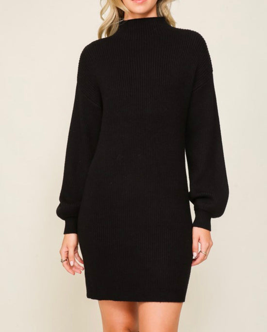 Black Long Sleeve Sweater Dress